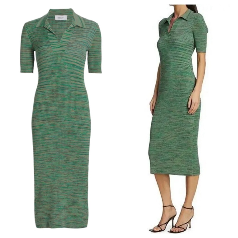 Derek Lam 10 Crosby Cianna Polo Collar Sweater Dress S Knit Midi